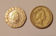 Moneta one pound Elisabeth II z 1993 i 20 centów gratis  z 2007