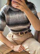 Sweter damski ombre na krótki rękaw ciepły na wiosnę puszysty