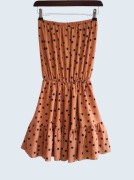 Damska sukienka brązowa w czarne kropki bez ramiączek Wassyl 36/S 