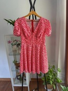 Letnia czerwona sukienka w kwiaty floral print