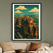 Meteory –  Greckie Klasztory - Art Deco - Klimatyczna Dekoracja 40x60cm