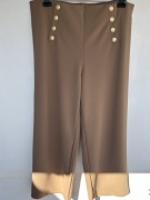 Karmelowe eleganckie szerokie spodnie 4XL H&M