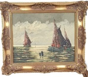 Jean Coune Kutry na morzu 64x54cm olej 