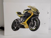 Obraz akwarelowy – motocykl – sztuka motoryzacyjna A4