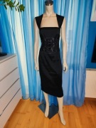 Elegancka czarna koronkowa sukienka M (12)