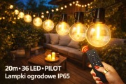 Lampki ogrodowe LED 20m 36 żarówek PILOT girlanda IP65
