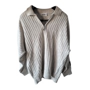 Sweter Carlo Colucci half zip 80s/90s jasnoszary L/XL vintage y2k