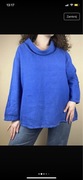 Lniana bluzka bluza z kołnierzem oversize 36 s m 38 L 40 chabrowa kobaltowa