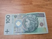 Banknot obiegowy 100zl seria YK5882100 zastępcza