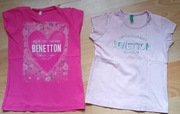 2 koszulki z krótkim rękawem Benetton 104 różowe 