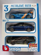 BBURAGO 3 samochody Renault Lamborghini Porsche 