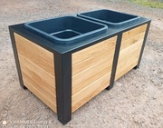 Donica loft drewno dębowe 80x43x38,5     2 wkłady