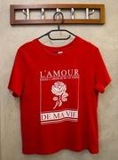 Bluzka t-shirt Bawełna L'amour czerwona H&M Bawełna r. S