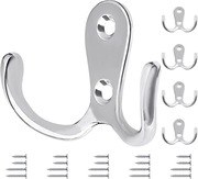 Wieszaki ścienne Bolatus 6 szt srebrne chrom podwójne haczyki z śrubami