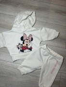 Komplet dresowy biały Myszka Minnie 62 Disney bluza spodnie Primark 