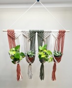 Kwietnik wiszący makrama boho 65cm beż