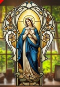 Nowy witraż witrażyk dekoracja religijna Maryja