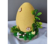 Stroik Wielkanocny Jajo ze sznurka Dekoracja świąteczna Drewno Wiosna