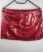 Czerwona spódnica cekinowa mini elastyczna imprezowa z podszewką XL