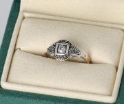 Pierścionek złoto + srebro + 4x rozeta diamentowa 