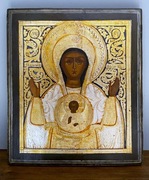 Ikona Matka Boża "Znak"  Znamienije Rosja Chołuj XIX w. 35 X 30,5 cm