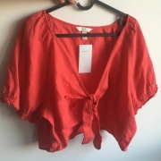 Bluzka narzutka H&M rozm. 50 uk 22 xxxl nowa len lniana