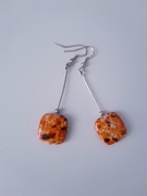 Pomarańczowe  czarne wiszące  kolczyki #handamde