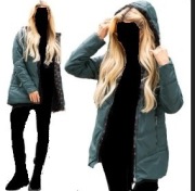 HANA Luźna Klasyczna Przejściowa KURTKA Damska Pikowana Pasy Skos Morski