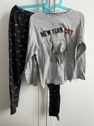 Piżama Dziecięca długi rękaw ZARA szara bawełna 9-10 lat 140 cm