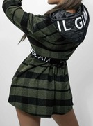 Dłuższa koszula oversize / kurtka Shacket w kratę z kapturem Lil Glam NOWA