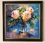 Obraz olejny Róże z ramą 