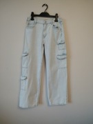 Spodnie jeansowe, cargo z kieszeniami,H&M,r.158
