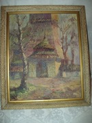 OBRAZ OLEJNY NA PŁÓTNIE - KOŚCIÓŁ ZABYTKOWY Z XVI w - HARLOWA - BOLESŁAWSKI