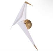 Designerska lampa ścienna LED – złota / origami ptak – Nowa