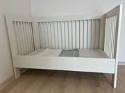 Łóżeczko Pinio 120x60,materac kokos-gryka i 2 pościele. 3 bariery-regulacja