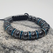 Bransoletka Hematyt cyrkonie - Blue Zircon
