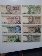 254#N OSIEM BANKNOTÓW PRL OD 20 ZŁOTYCH DO 10.000  STAN BARDZO DOBRY