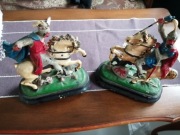 Dwie bardzo stare duże  figury metal emalia 