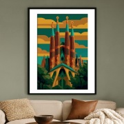 Barcelona – Sagrada Família w stylu art déco, dekoracja  plakat 40x60cm