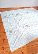 duży bawełniany obrusstary zhaftem koronką 280x280 vintage retro biały