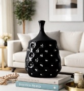 Nowy ceramiczny wazon z kryształkami Glamour Elegancka czerń 