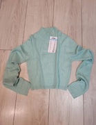 miętowy prążkowany top sinsay z długim rękawem – L, nowy z metką