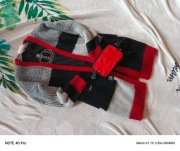 Sweter czerwono czarny kardigan z kieszeniami 