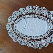 Stara serwetka wykonana z bawełny I koronką owalna 5