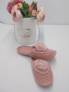 Kapcie papcie laczki handmade ręcznie robione koronka pudrowy róż i 39
