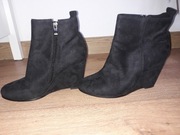 Buty zimowe botki na koturnie, trzewiki, kozaki