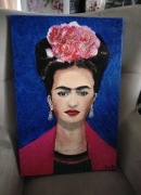 Unikatowy Obraz – Portret Fridy Kahlo z Wypukłą Strukturą (3D)