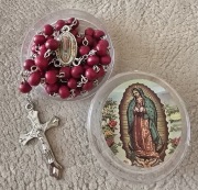 Różaniec z drewna różanego z Watykanu. Naszyjnik. PREZENT dla Babci. (T).