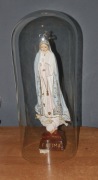 Matka Boska Fatimska figurka 49 cm z osłoną szklaną PRL z defektem