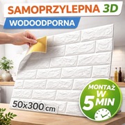 Panel Ścienny 3D Biała Cegła 50x300 Samoprzylepny Wodoodporny